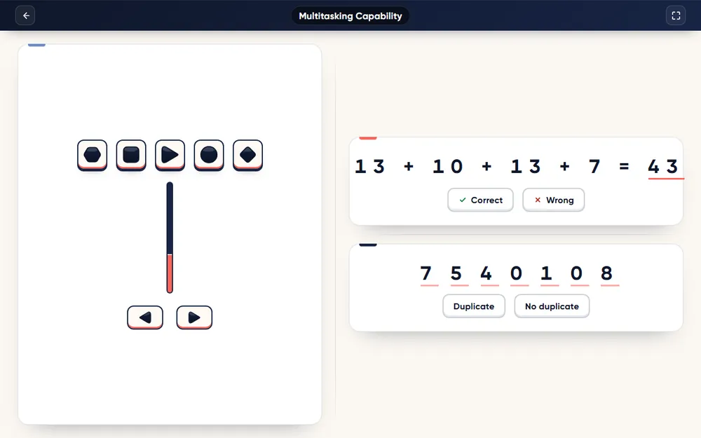 Multitasking Capability module screen