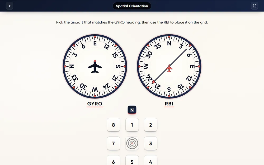 Spatial Orientation module screen